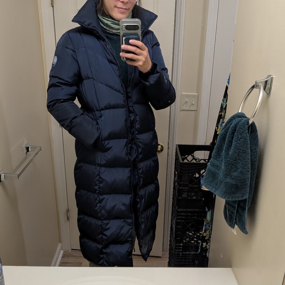 Puffy Down Parka, Navy Blue, Vintage